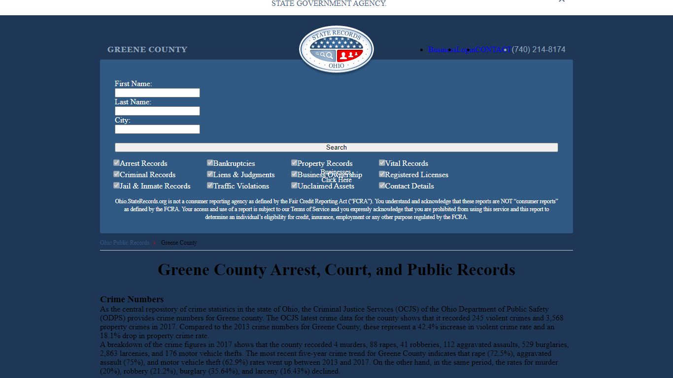 Greene County Arrest, Court, and Public Records