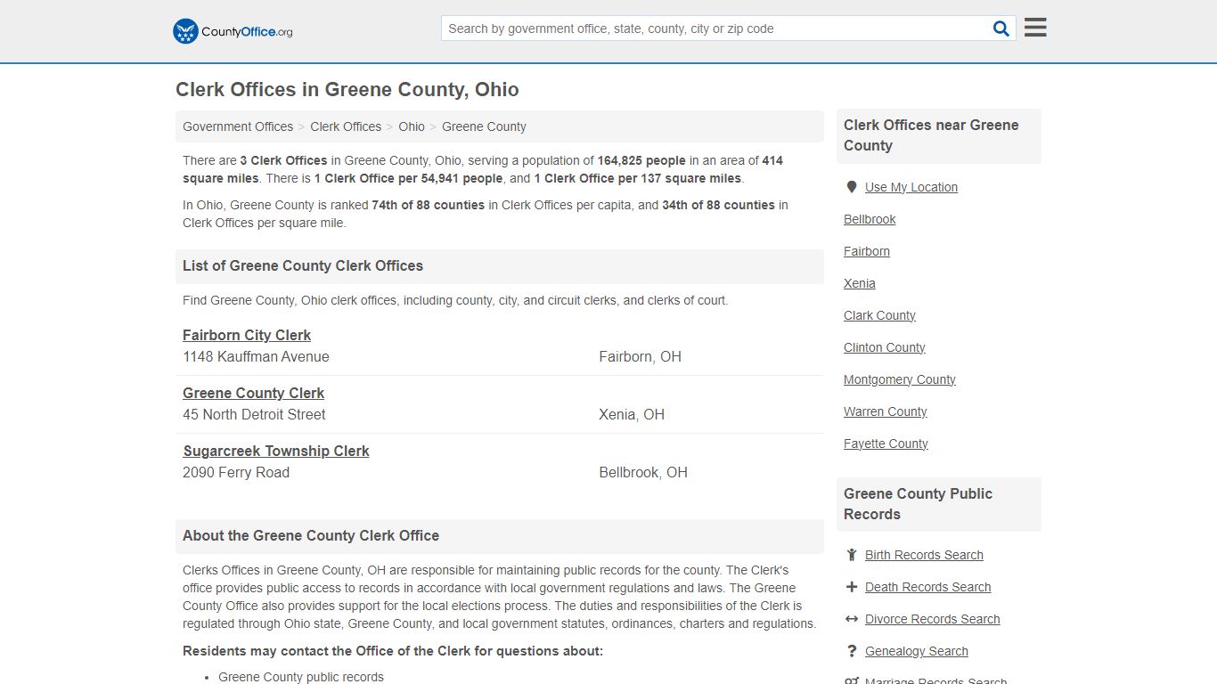 Clerk Offices - Greene County, OH (County & Court Records)